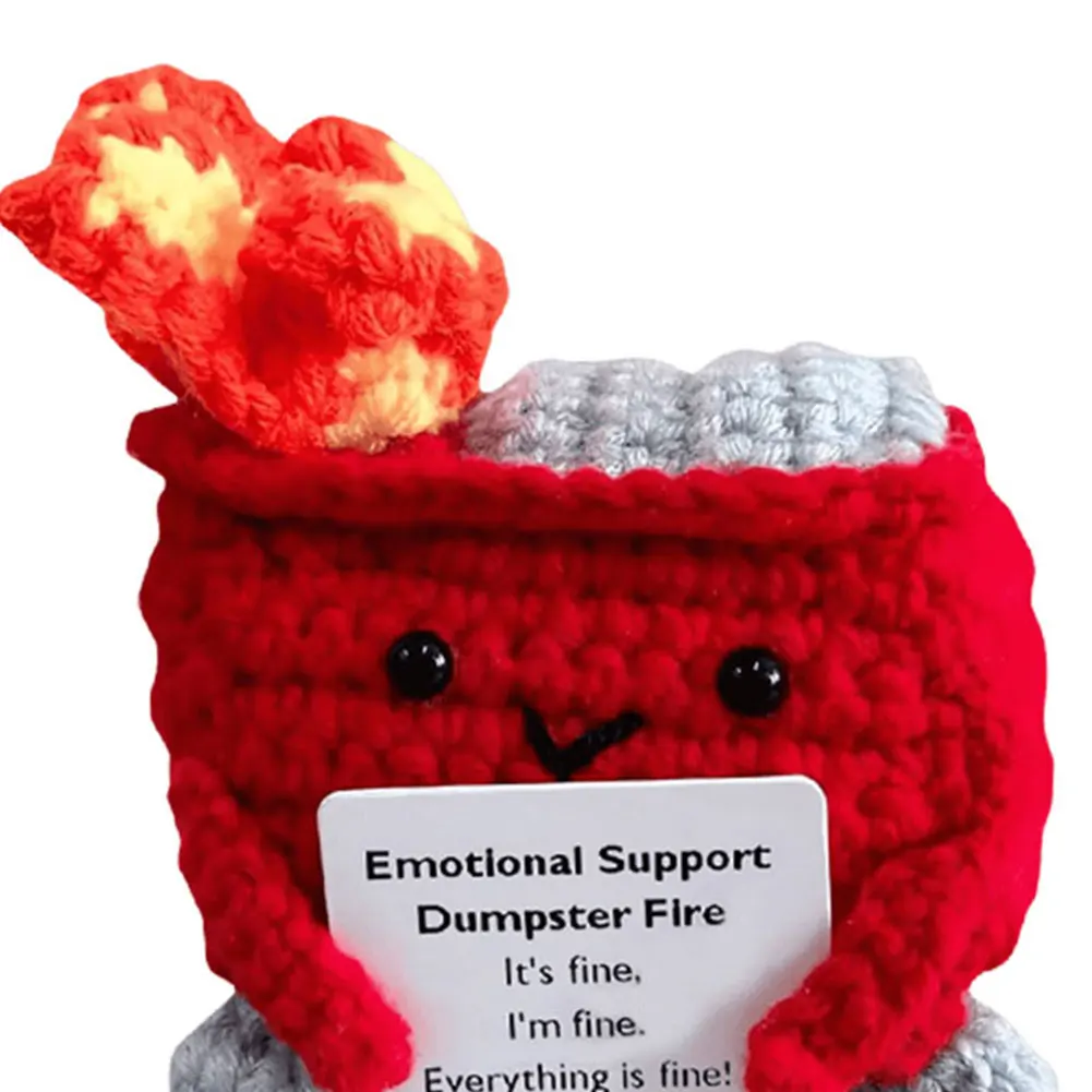 Emotional Support Dumpster Fire Positive Crochet Dumpster Fire Crochet Trash Can Fire Funny Gifts for Friends Coworker - Image 5