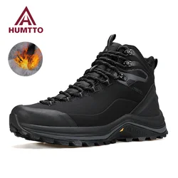 HUMTTO Keep Warm Snow Boots for Men 2024 Trainers Winter Men's Sneakers Leather Hiking Shoes Outdoor Casual Trekking Boots Man