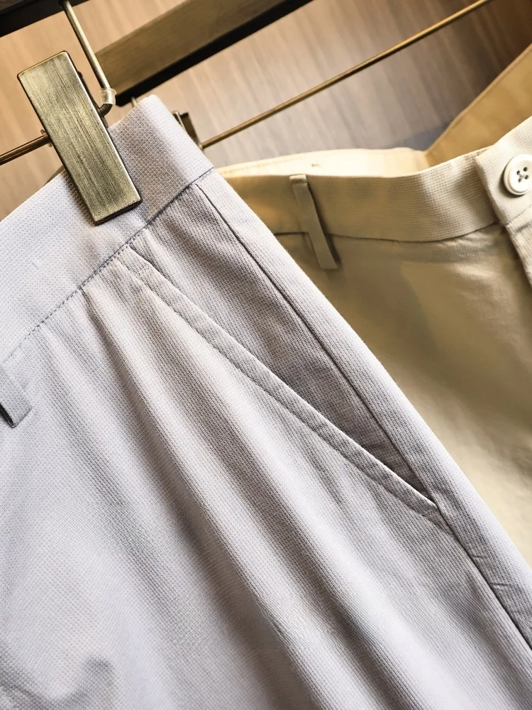 Homesick Men's Summer Casual Pants Breathable Thin Straight Leg Comfortable Skin-friendly 3D Cut Cotton Blend Business Casual