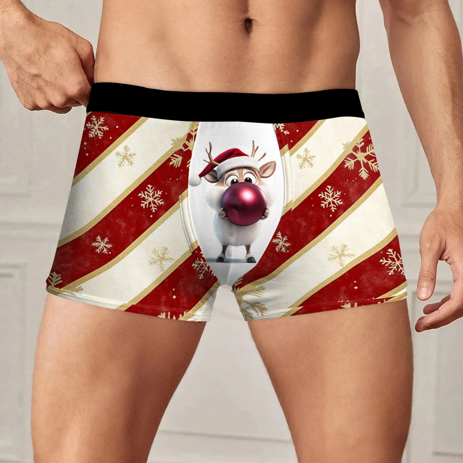 Christmas Printed Men's Underwear Low Waisted Personalized Underwear Flat Pants Breathable And Comfortable Panties Boxer Shorts