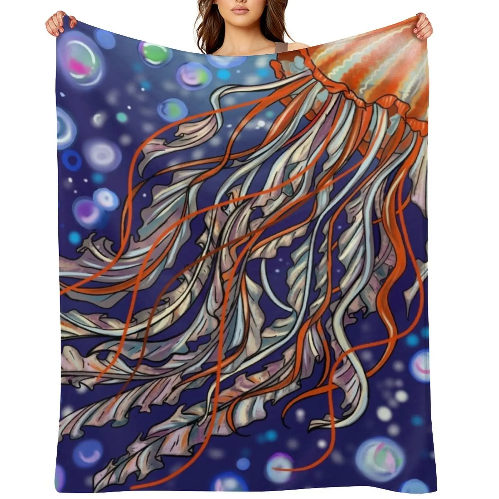 

Jellyfish Throw Blanket Furry Decorative Sofa Thermals For Travel Luxury Blankets