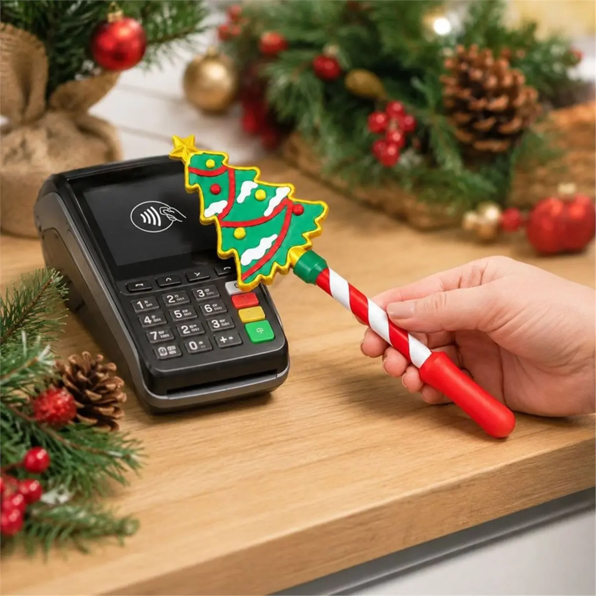 Wand Tap to Pay Christmas Tree Contactless Payment Magic Wand Card Reader Payment Checkout Fun Prop
