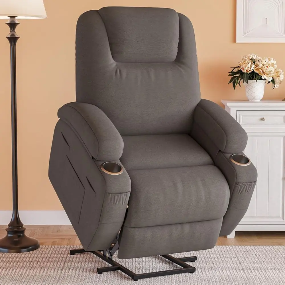 

Power Lift Chair Massage Recliner Chairs for Elderly Ergonomic Design with Cup Holders amp Side Pockets, Remote Control Gray