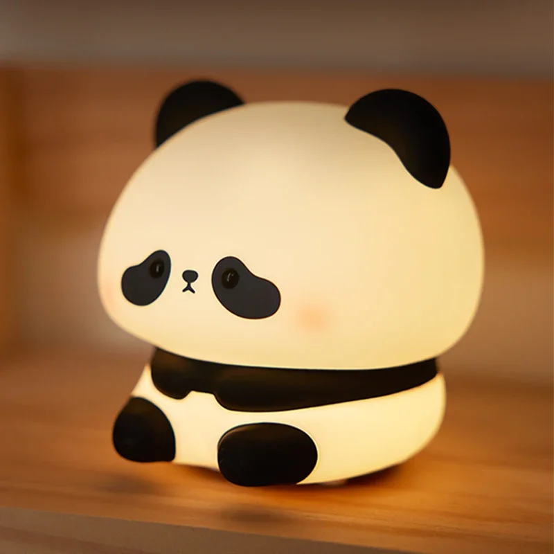 Cute Cartoon silikonowa lampka nocna LED Panda USB akumulator ściemniana lampka nocna do spania na wystrój pokoju dziecięcego prezent urodzinowy