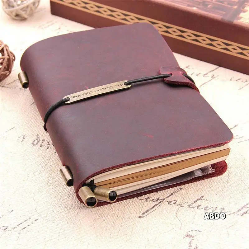 

2X Handmade Traveler's Notebook, Leather Travel Journal Notebook For Men & Women, 5.2 X 4 Inches - Red Wine