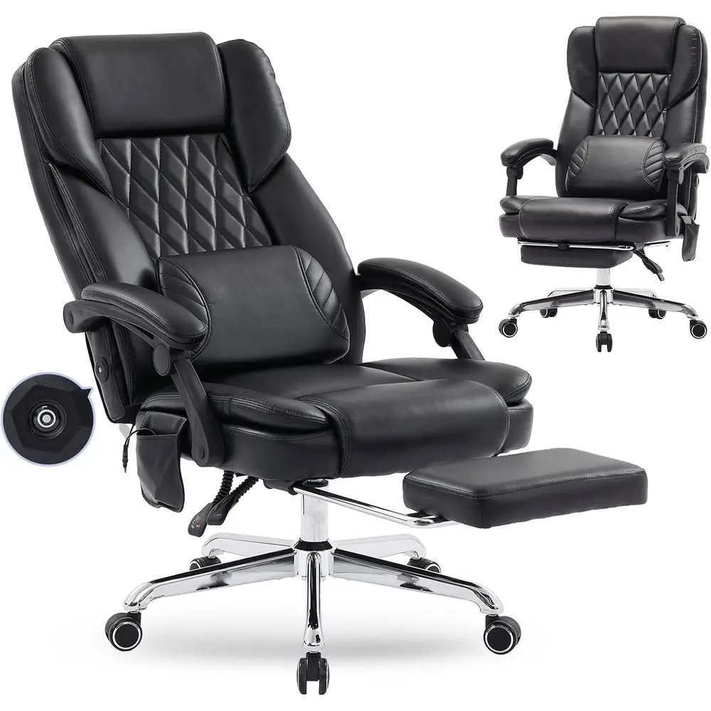 

Massage Oice Chair with ootrest, High Back Executive Chair, Ergonomic Desk Chair with Removable Pillow, 2 Lumbar Massage Points,