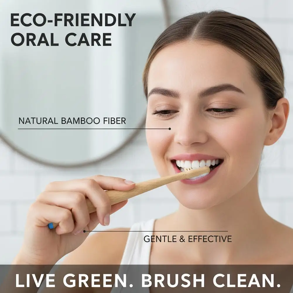 1/3pcs Boar Bristles Natural Bamboo Toothbrush Biodegradable Completely-free of Plastic and Nylon, Pig Bristles Bamboo Toothbrus