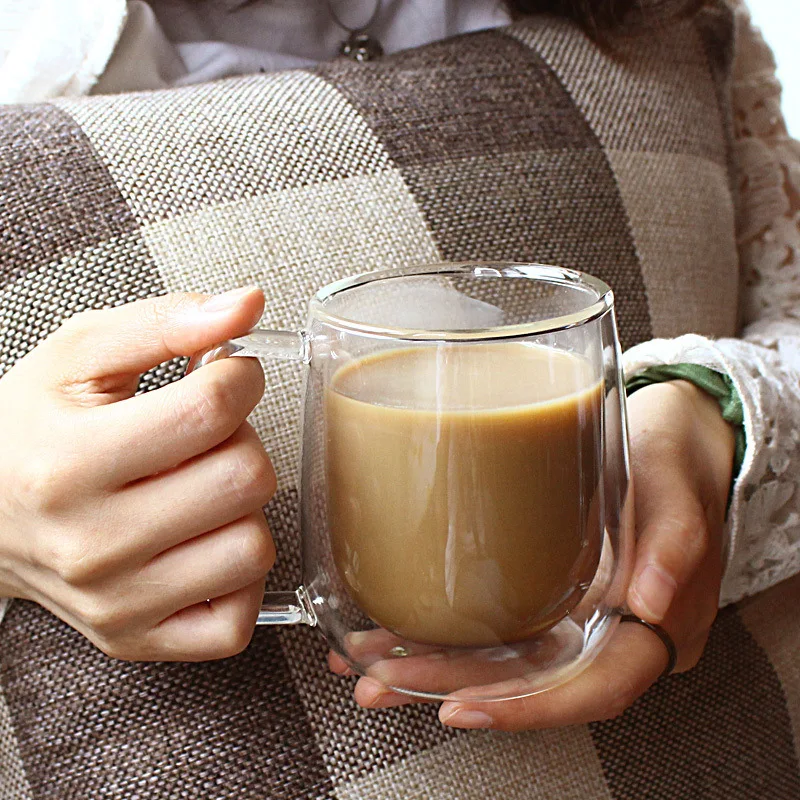 Double Wall High Borosilicate Glass Mug Heat Resistant Tea Milk Lemon Juice Coffee Water Cup Bar Drinkware Lover Gift Creativity