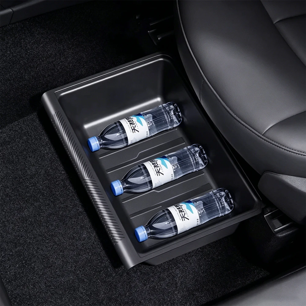 For Tesla Model Y Juniper 2025+Front Rear Under Seat Storage Box Case Car Seat Organizer Vehicle Underseat Drawer Tray Accessory