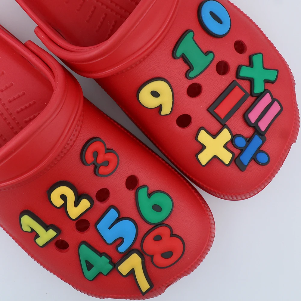 Shoe Charms Decorations Cute Colorful Number Zero To Nine 지비츠 세트 Shoe Accessories Cartoon Buckles Operator Adult Kids Gift 1pcs
