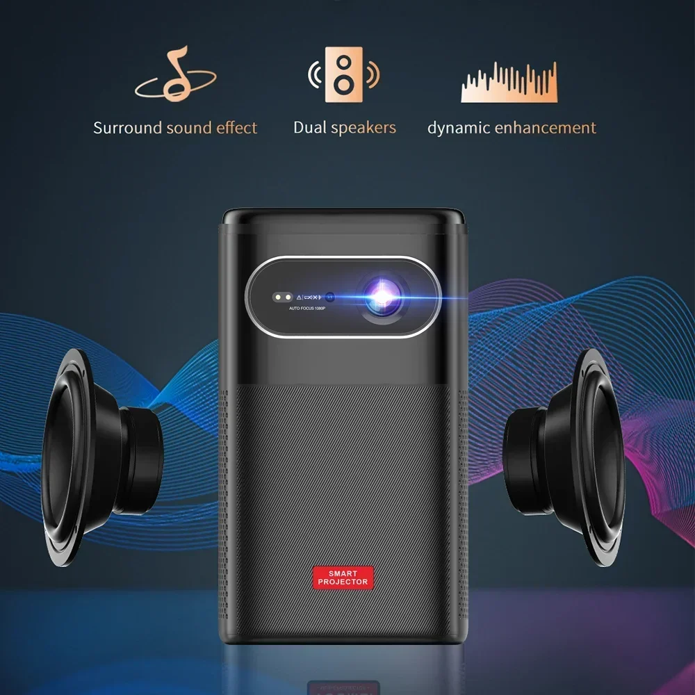 VIVICINE-Upgraded المحمولة أندرويد 9.0 Full HD 1080P 3D جهاز عرض المسرح المنزلي، 1920x1080p Wifi LED لعبة فيديو Proyector Beamer