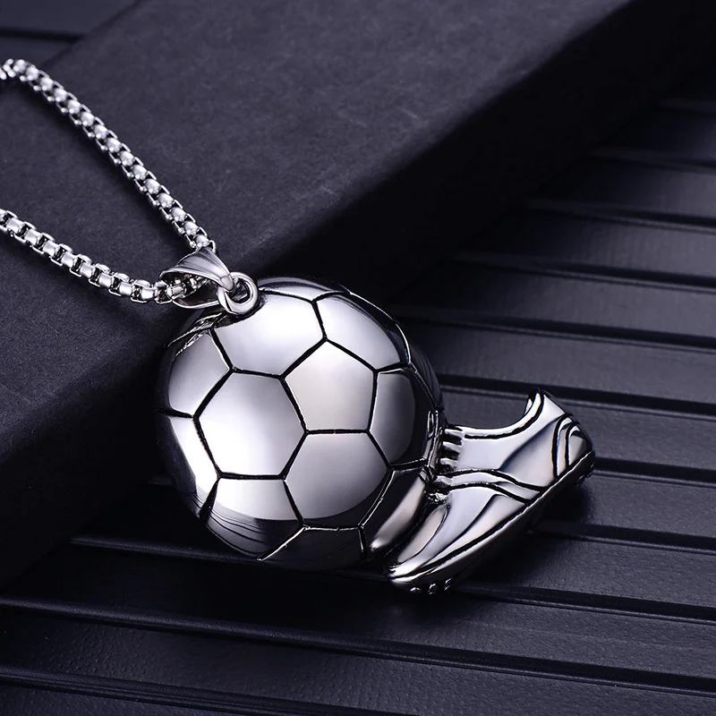 Exquisite Fashion Creative Football Alloy Pendant Necklace Men's Punk Hip Hop Street Fitness Kicking Football Necklace Jewelry