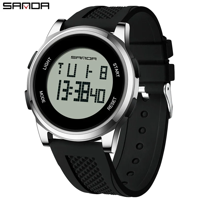 SANDA 9067  Waterproof Male Electronic Clock Digital Watch Men Military Army Sport Wristwatch Top Brand Luxury LED Stopwatch