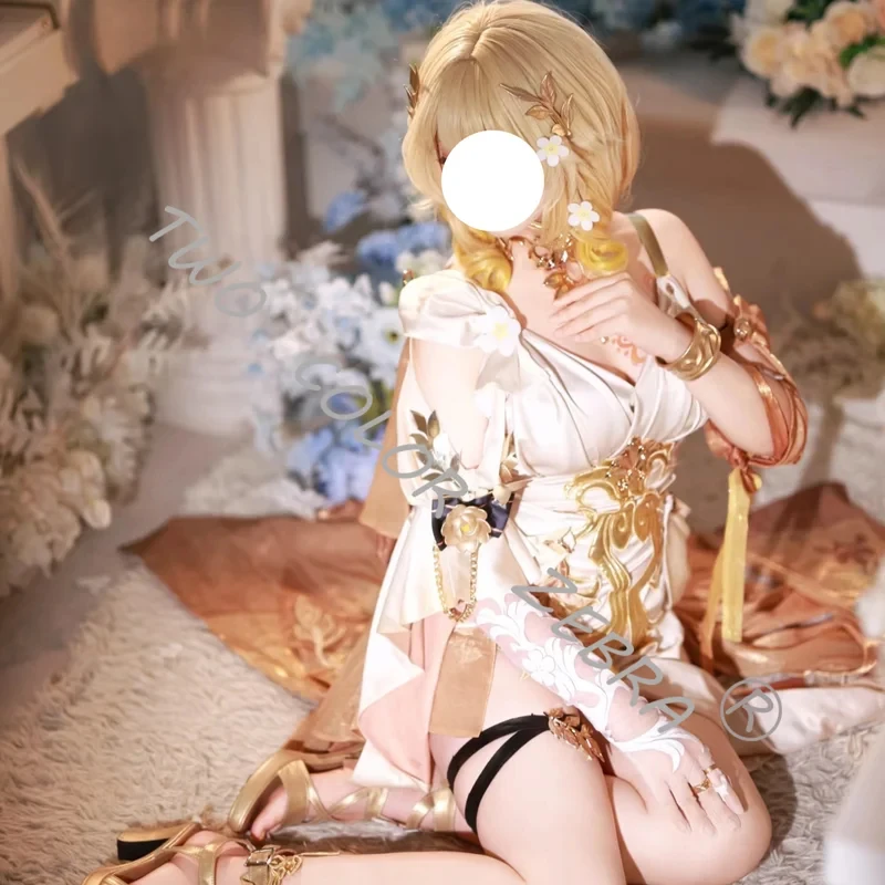 A;3:v,7'd/Aglaea "Golden Weaver" Cosplay-Kostüm Honkai Star Rail Cosplay-Anzug Hochwertig mit mehrlagigem Rock, verziert mit Gold.