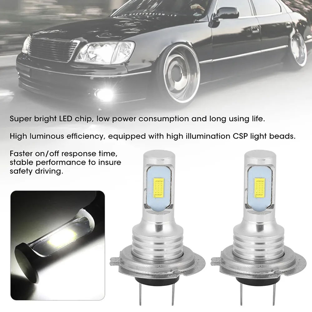 2Pcs 80W Power Car Fog Lights 6000K Color Temperature 12V Voltage LED Fog Light Bulbs White Light Output H7 Fog Lights