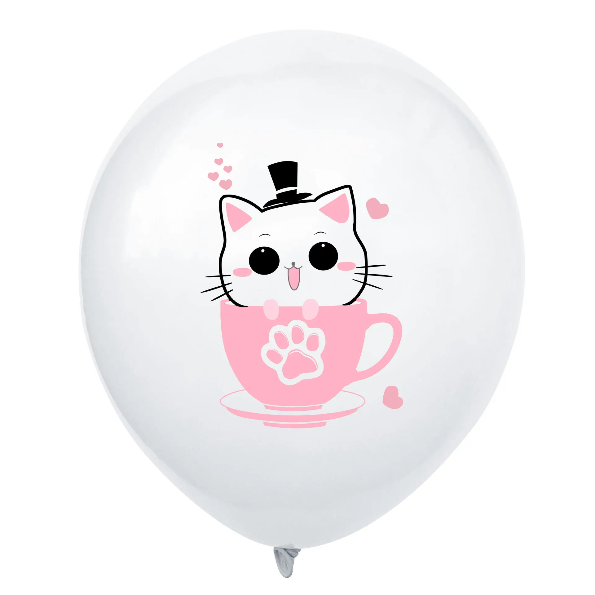 

12inch2.8g Edding Party Birthday Children's First-year-old Decoration New Cute Pet Teacup Cat Dog Cartoon Printed Latex Balloon