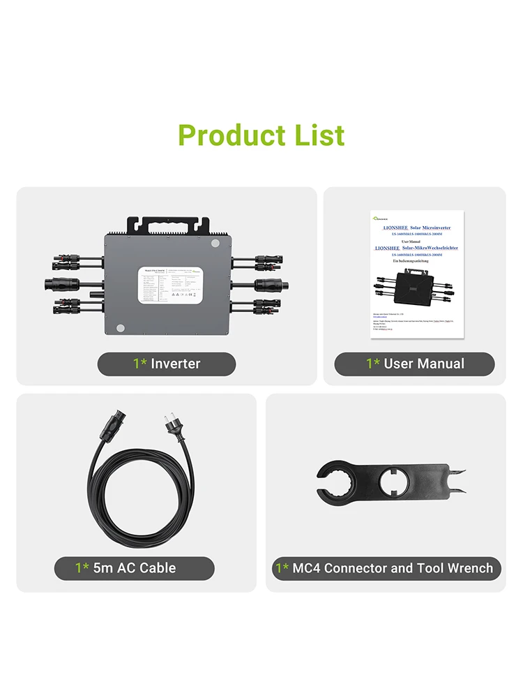 Heißer Deal! 800W/2000W Mikro-Wechselrichter 230V 50Hz Netzgekoppelt, MPPT 25-55V, IP67 Sturmschutz, WLAN, Solarman-Überwachung, Reine Sinuswelle, EU-Stecker