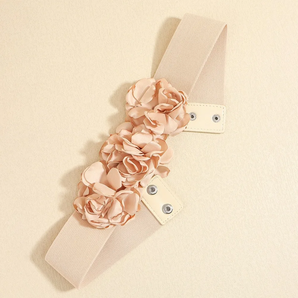 الرجعية الرجعية روز تمتد حزام واسعة اليدوية زهرة تصميم مشد حزام تنفس الخصر ختم الحزام