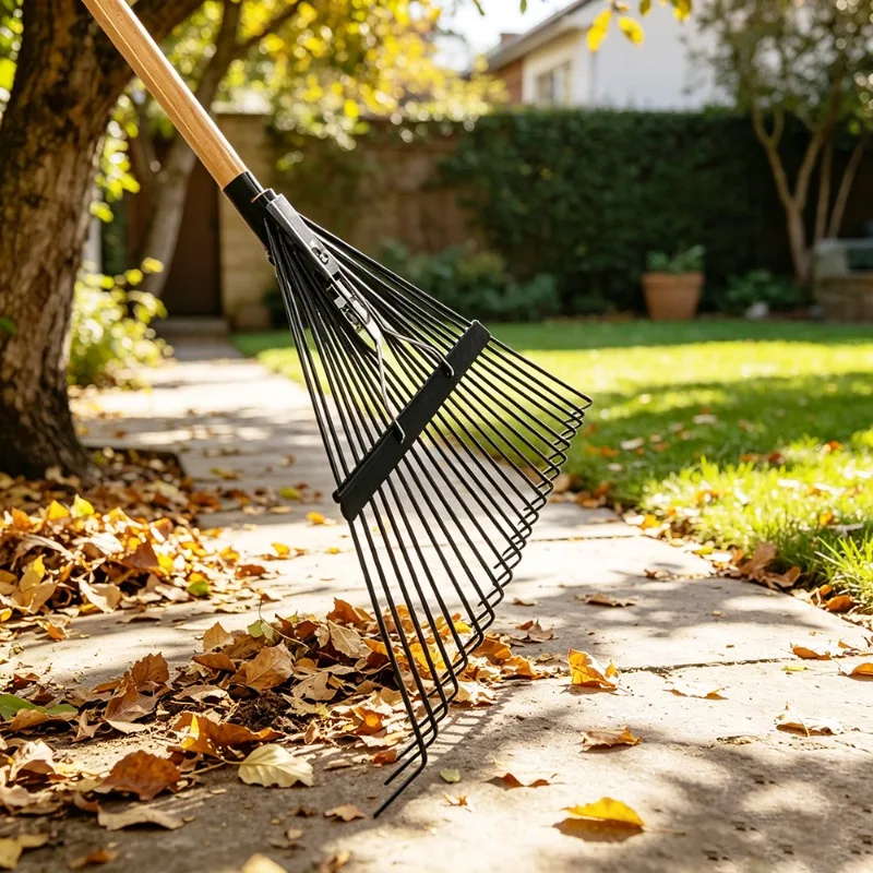 Steel wire garden rake wooden handle industrial grade is suitable for garden lawn labor-saving and efficient