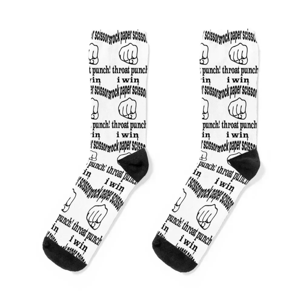 

ROCK PAPER SCISSORS THROAT PUNCH I WIN. Socks funny gifts sheer warm winter Boy Child Socks Women's