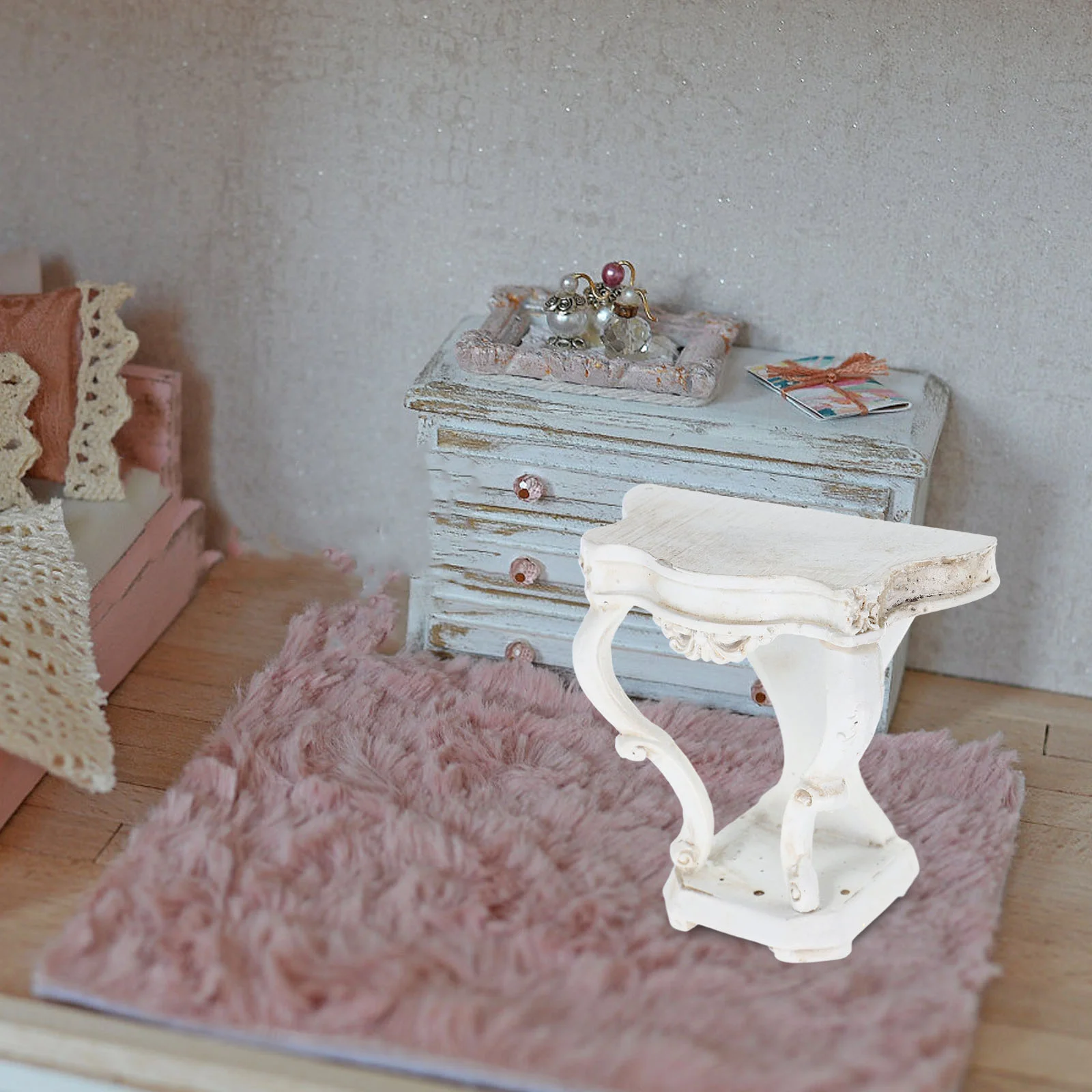 House Furniture Tiny Miniature Model Decorative Cabinet Wooden Small Living Room Dolls Resin