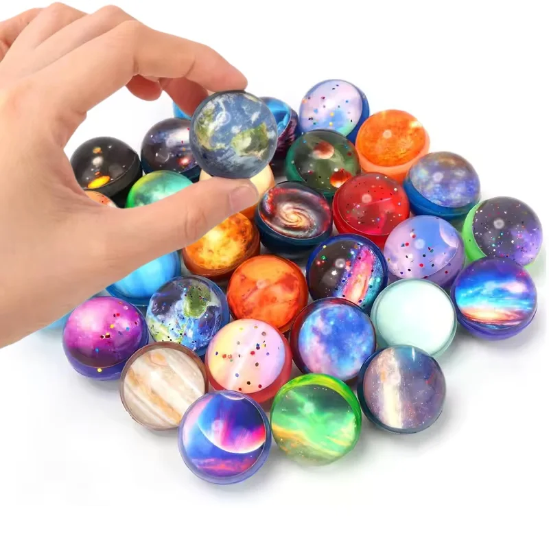 12pcs Planet Elastic Ball Children Bouncy Ball Toy Rubber Indoor And Outdoor Toys  Starry Sky Elastic Ball Juggling Jumping Ball