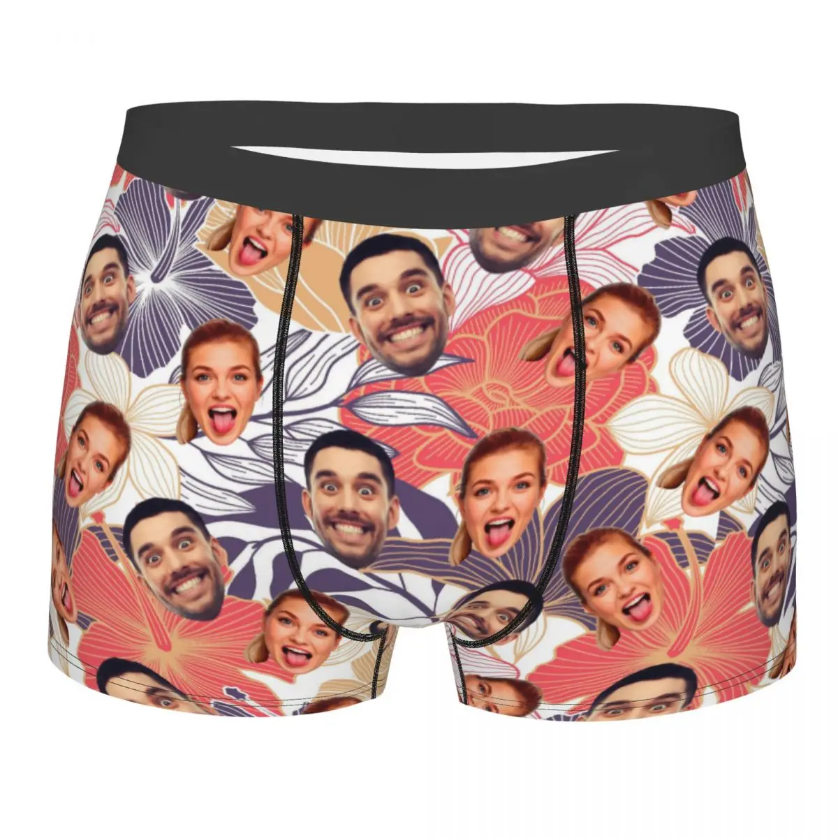 Personalized Custom Face Photo Boxers Briefs Male Stretch Underwear Valentine's Day Anniversary Gift For Husband Boyfriend