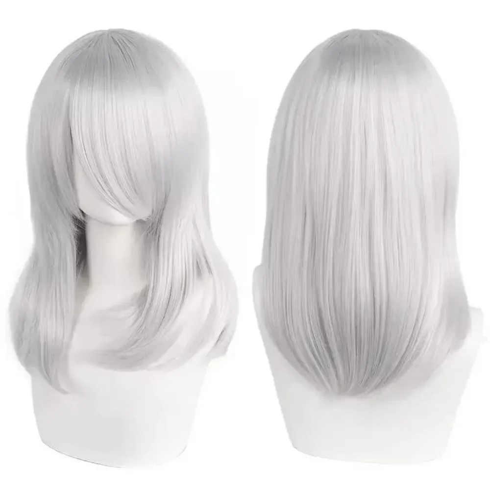 QQXCAIW Parrucca cosplay media da 40 cm di alta qualità con botto Nero Biondo Rosa Rosso Blu Viola Parrucche sintetiche resistenti al calore