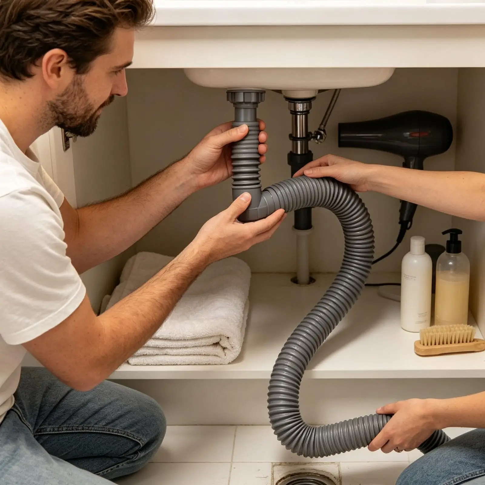 Flexible Drain Hose Expandable 1-1/2 Inch Bathroom Basin Pipe Plumbing Kitchen Home Appliance Accessories