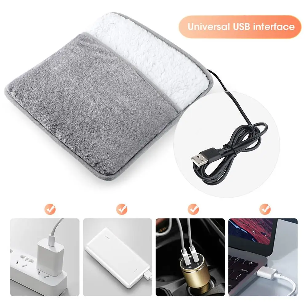 Winter Electric Foot Heating Pad USB Charging Soft Plush Washable Foot Warmer Heater Improve Sleeping Household Foot Warming Mat