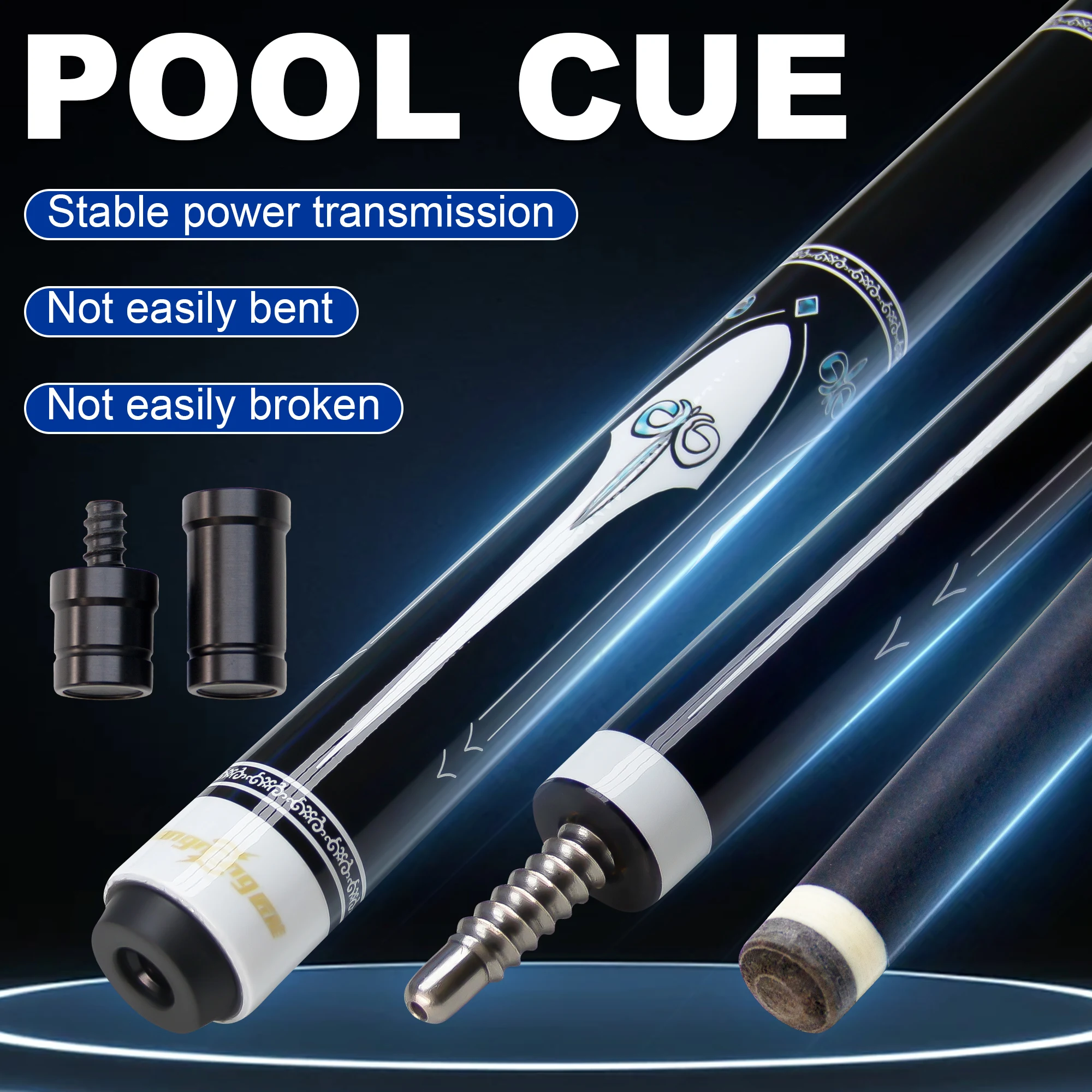 

Pool Cue Stick for American Pool - 12.5mm Tip Fiberglass Material Brown Layered Leather Tip with Cap