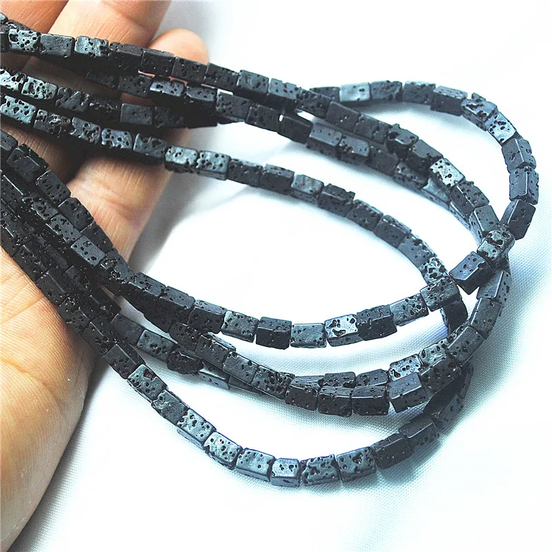 

2 нити = 130 шт. новый черный LAVA КАМЕНЬ прямоугольная форма 6X4 мм свободные одинаковые бусины струна DIY ювелирные изделия силовые детали