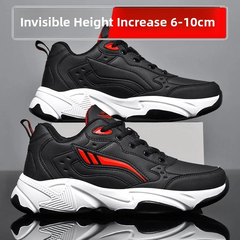 Men's Sport Shoes 10cm Heightening Insole Invisible Waterproof round Toe Low Top Fall Season Black Rubber Outsole Comfortable...