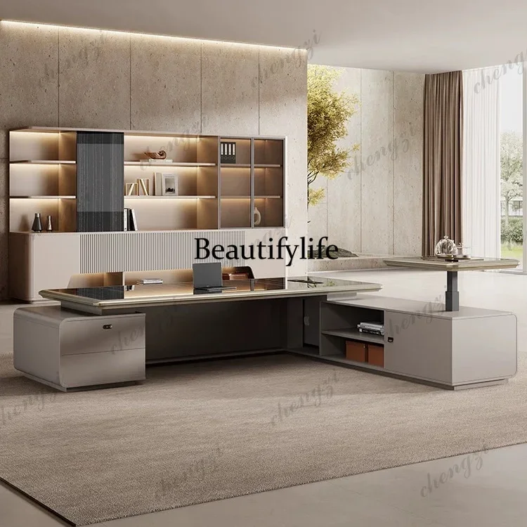 Modern light luxury boss office wooden file data file cabinet storage bookcase sub-manager room background cabinet