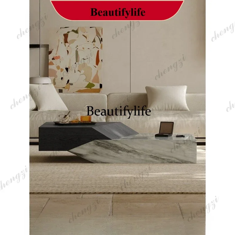 Marble square coffee table living room Italian minimalist light luxury creative tea table d178