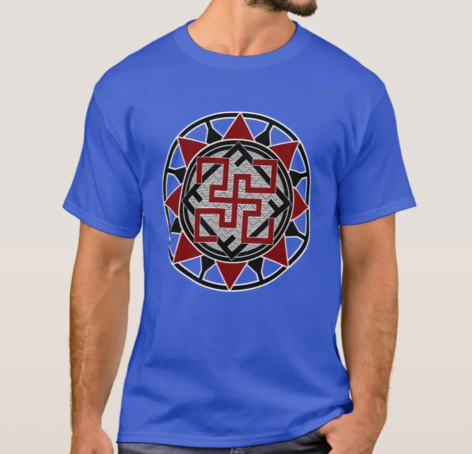 Traditional Slavic Pattern Valkyrie Slavs Mytholog Sacred Symbols Printed T-Shirt. Cotton Short Sleeve O-Neck Mens T Shirt New