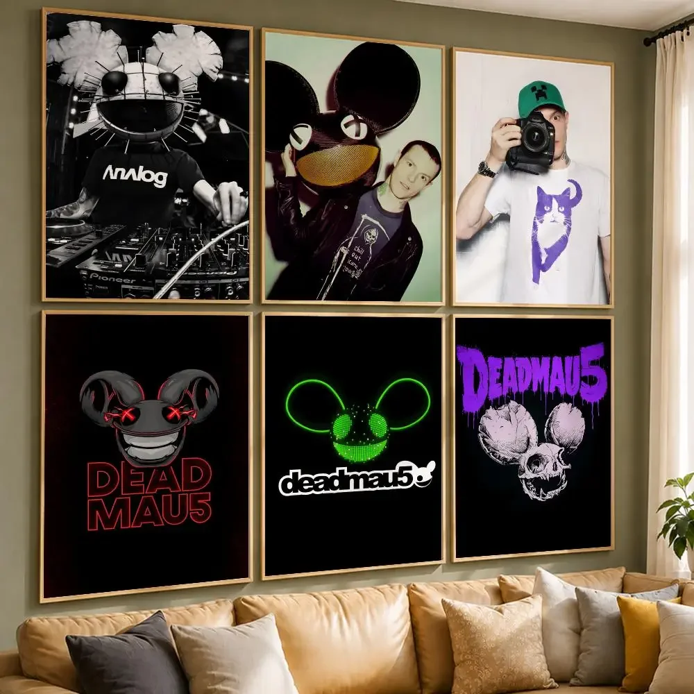 Electronic Artist D-Deadmau5S Poster Vintage Retro Anime Poster Stickers Peel and Stick Wall Art Home Decor