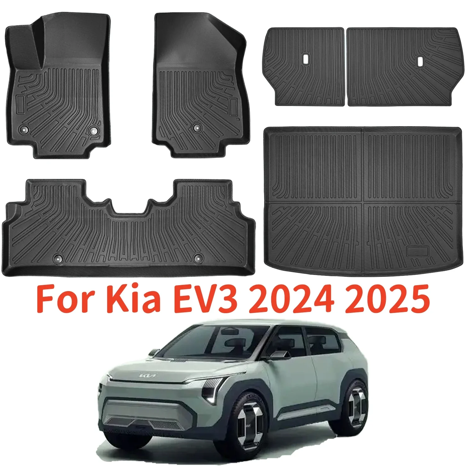 

Для Kia EV3 2024 2025 TPE Коврики для багажника Коврик для багажника, коврик для багажника, всепогодный чехол для заднего сиденья EV3