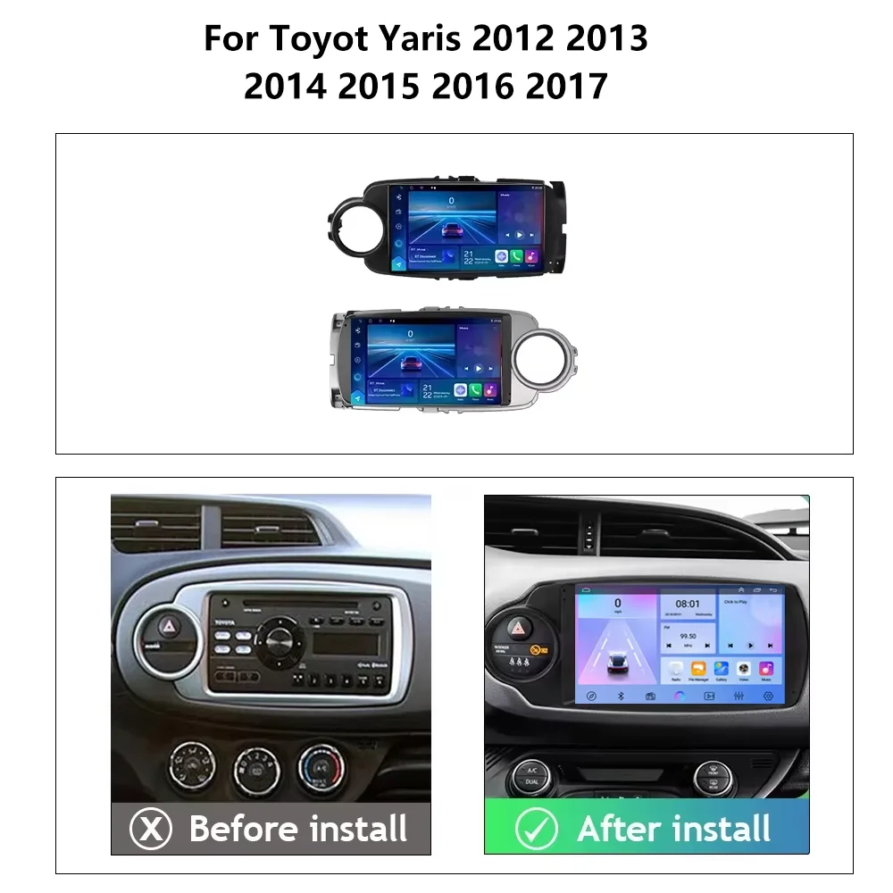 Cortex-A76 Octa-Core Android 16 Car GPS For Toyota Yaris 2012 - 2017 LHD RHD Stereo Head Unit Multimedia Player Touch Screen DVD