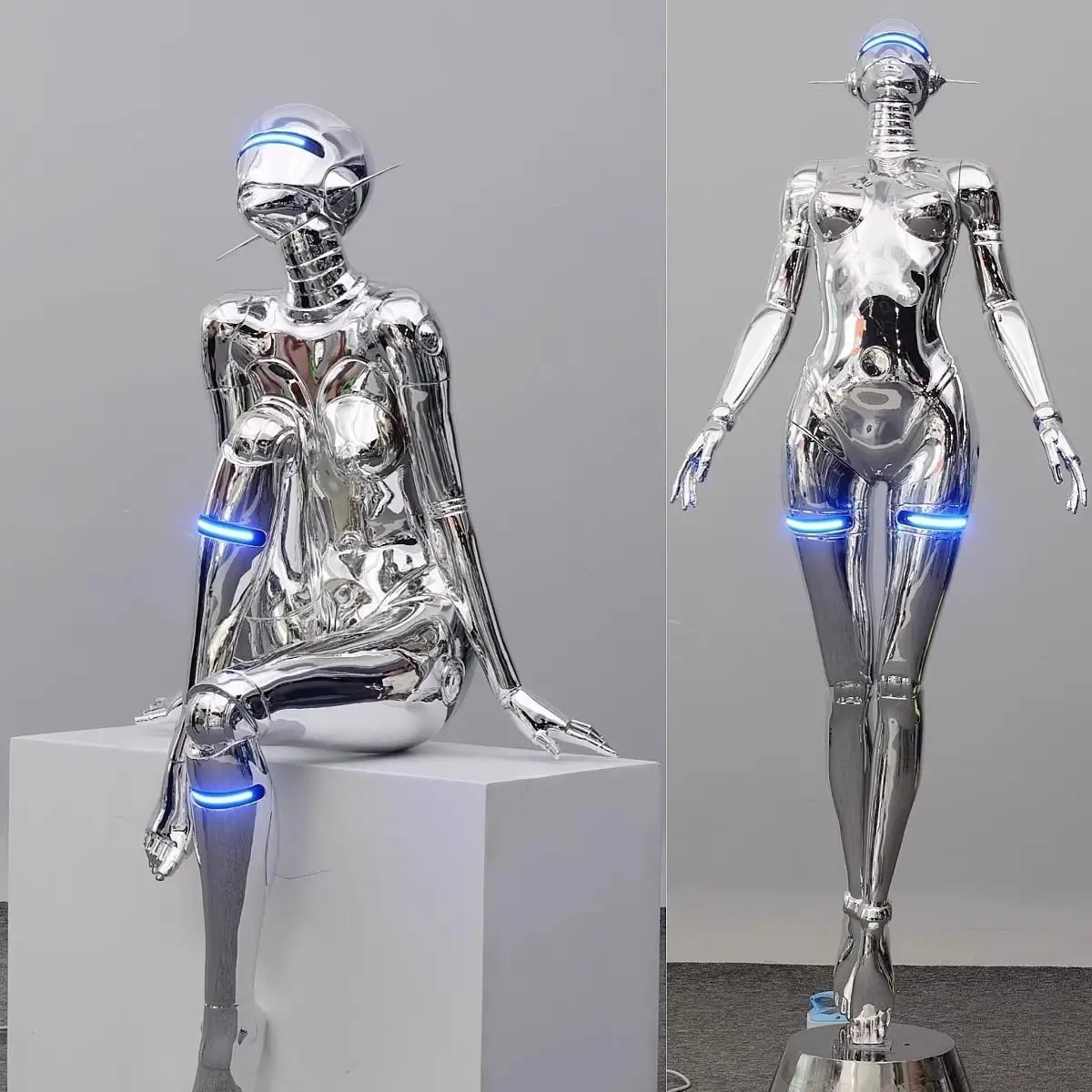 Large-scale ornament trend electroplating sculpture KTV bar technology wind floor decoration