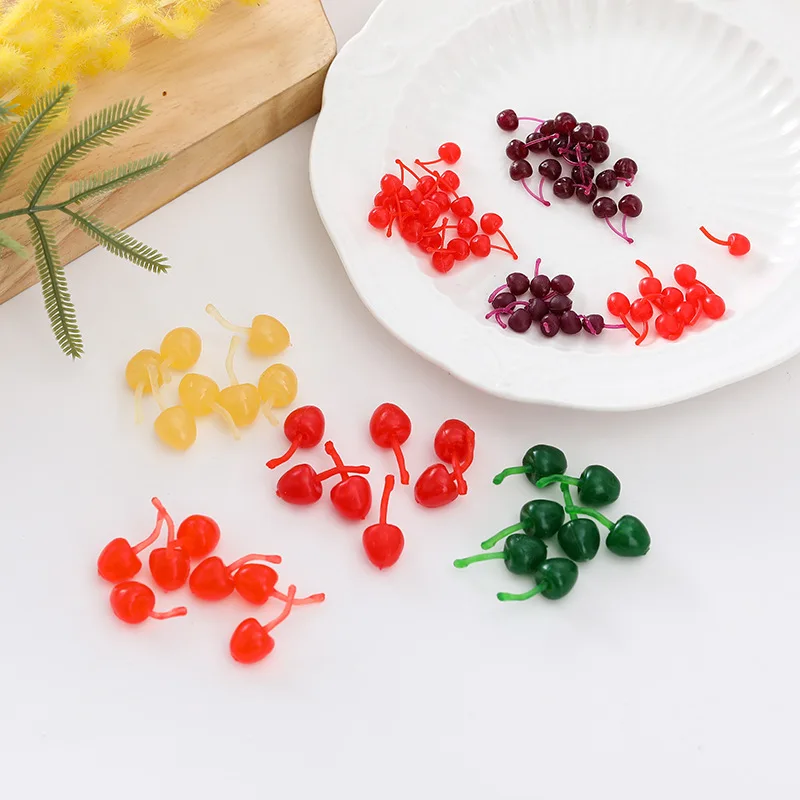 100 TEILE/LOS DIY Simulation Kirsche Miniatur Obst Dekorative Für Puppenhaus Zubehör Küche Spielen Spielzeug Hause Dekoration Geschenke – Detail 1