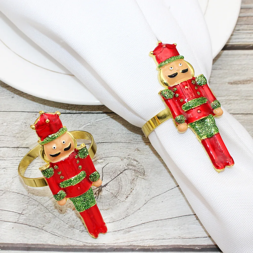 Nutcracker Soldier Napkin Ring Alloy Napkin Holders 2025 New Year Party Banquet Party Napkin Buckle Xmas Home Table Decoration