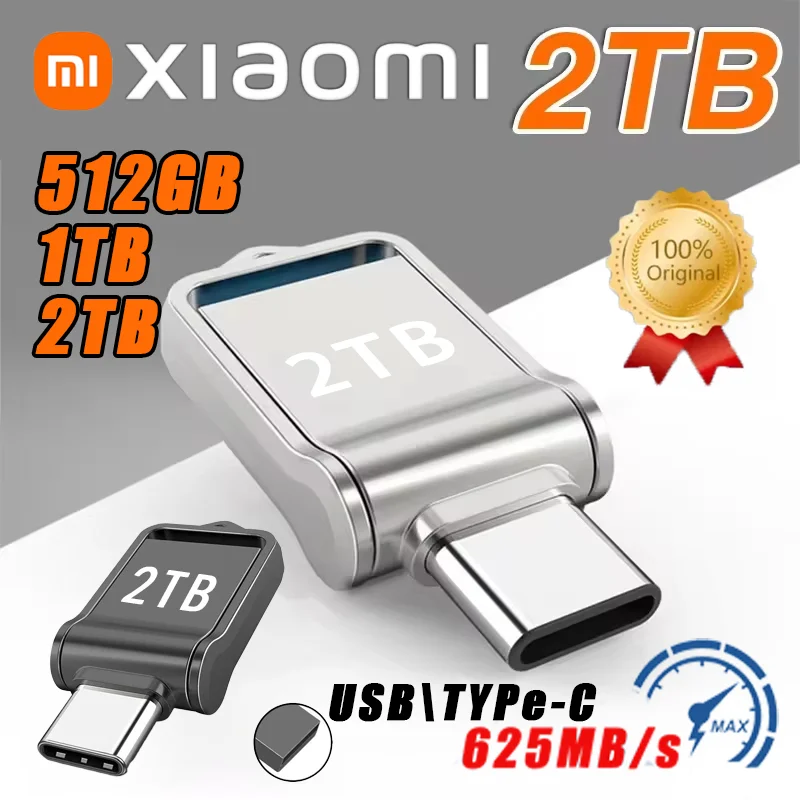 Xiaomi USB3.2 2TB Flash Drive High Speed USB 512GB 1TB Type-C Interface Dual-Use Flash Memory Stick For Mobile Phone Computer