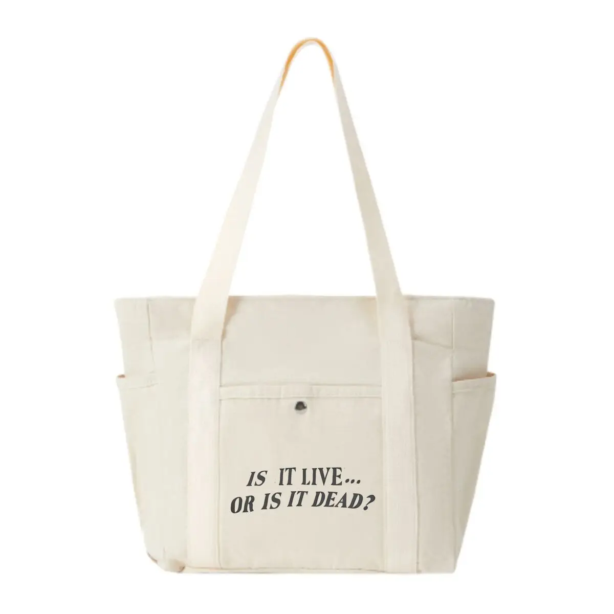

“Is It Live… Or Is It Dead” Text Large Canvas Tote Women's Casual Vintage Commute Bag