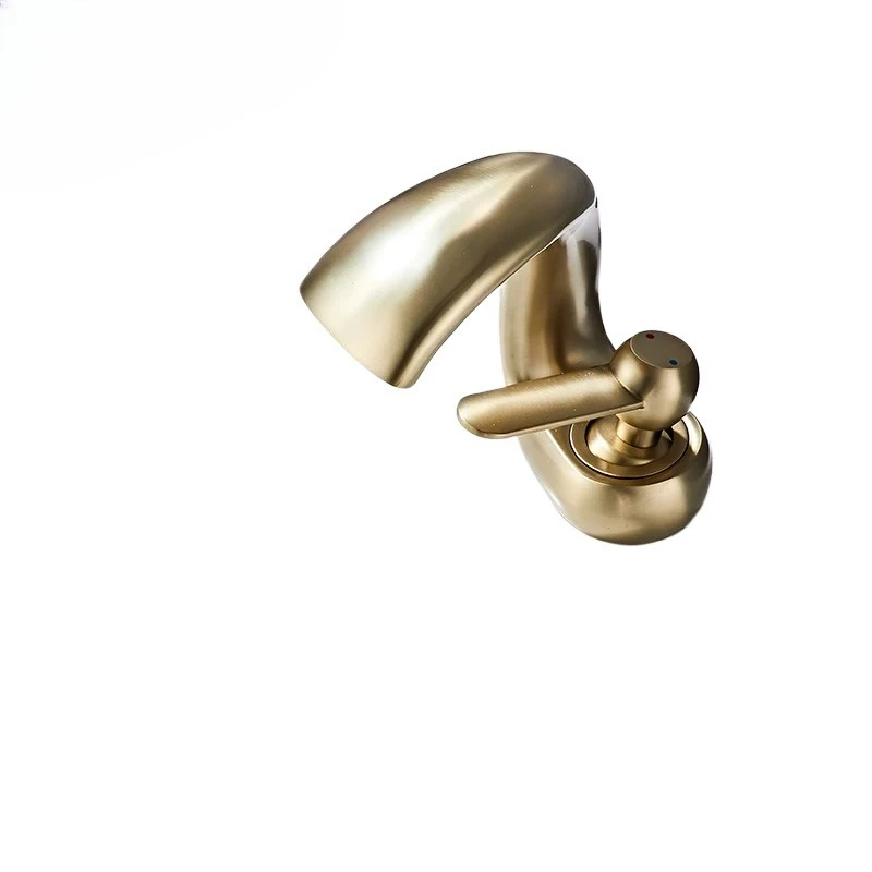 Waterfall All Copper Washbasin Faucet Hot and Cold Washbasin Faucet Creative Household Washbasin Faucet