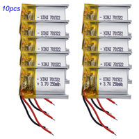10Pcs 3.7V 250mAh 0.92Wh Rechargeable Li Lithium Battery 701522 Cell Li-ion For Sat Nav Bluetooth Speaker LED Driving Recorder