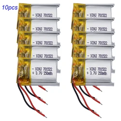 10Pcs 3.7V 250mAh 0.92Wh Rechargeable Li Lithium Battery 701522 Cell Li-ion For Sat Nav Bluetooth Speaker LED Driving Recorder