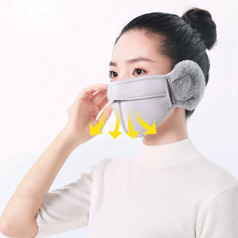Breathable Fleece Earmuffs Mask Thermal Windproof Earflap Wrap Mask Dustproof Ear Warmer Earflap Winter Mask Riding