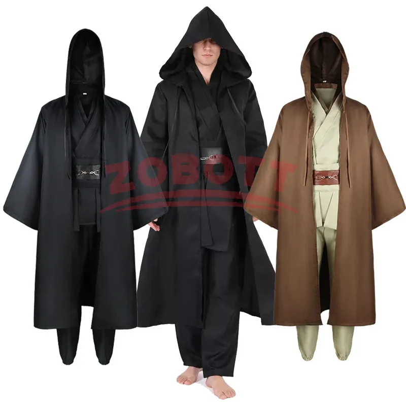 

Obi Wan Kenobi Costume Jedi Knight Tunic Clothing Suit Robe Cloak Hooded Uniform Full Set Adult Men Halloween Cosplay Clothes