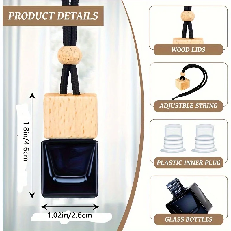 20 pièces 8ML désodorisant de voiture suspendu diffuseur de voiture bouteilles d'huile essentielle bouteilles de parfum en verre vides pour accessoires d'intérieur de voiture